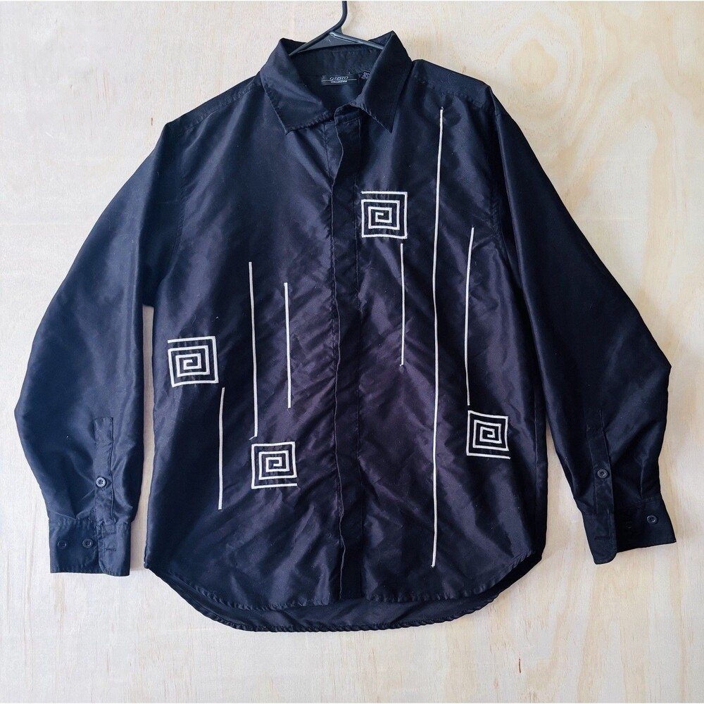 Gusto Dress Shirt Size Small Black And White Geometrics